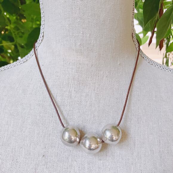 VTG Silpada Triple Threat Sterling Leather Necklace Israel Y2K Minimalist N2053 - Picture 3 of 14